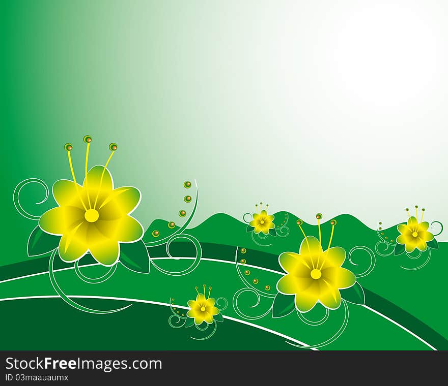 Summer background with yellow flowers