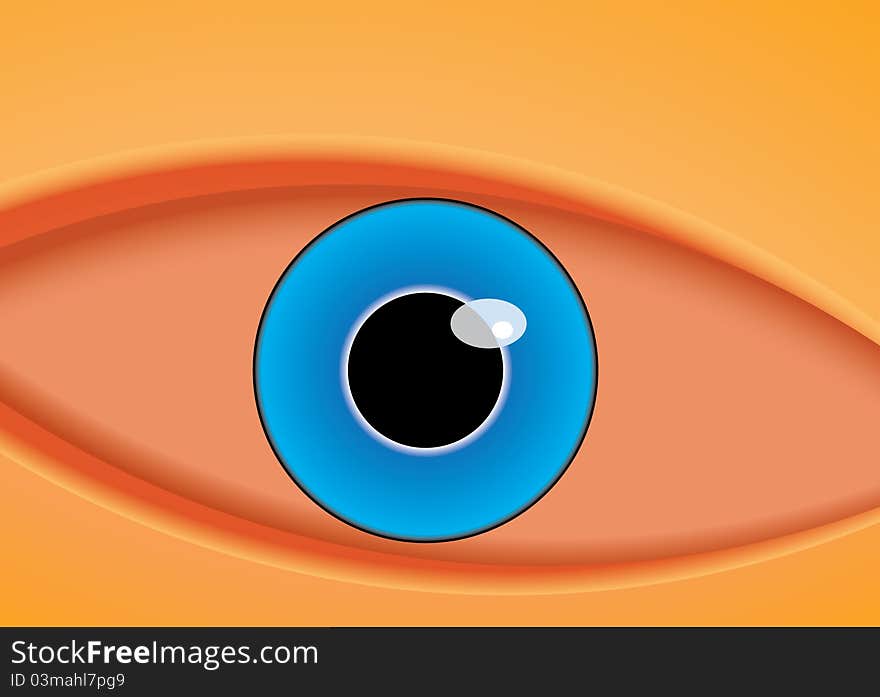 Vector illustration of blue eyes on an orange background. Vector illustration of blue eyes on an orange background