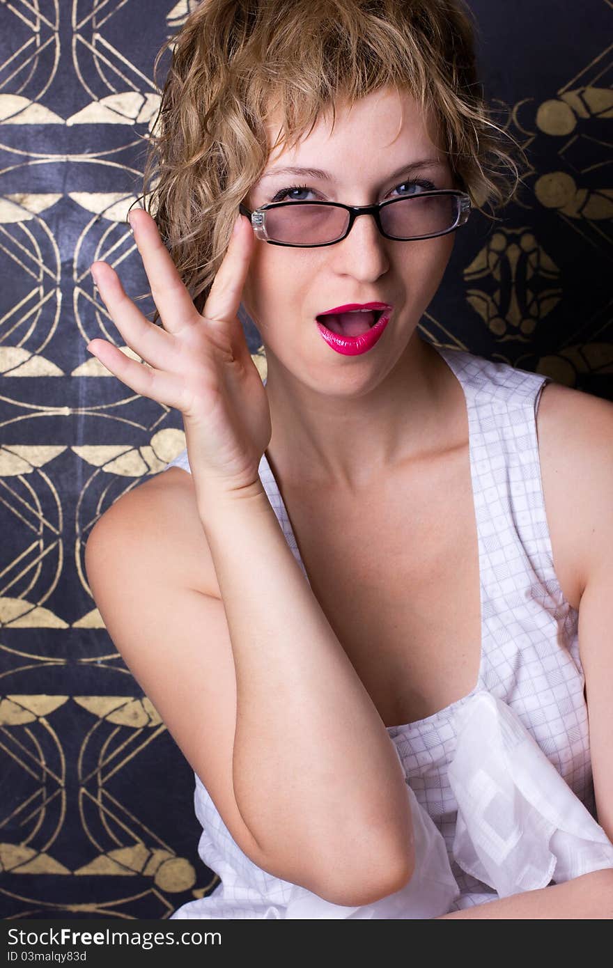 Beautiful sexy woman wearing glasses