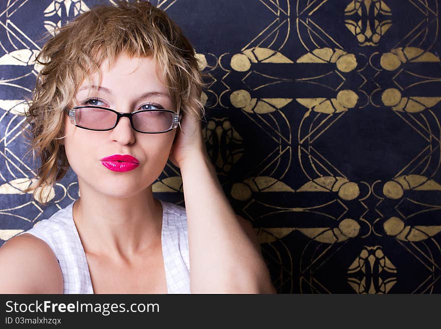 Beautiful woman wearing glasses. Beautiful woman wearing glasses