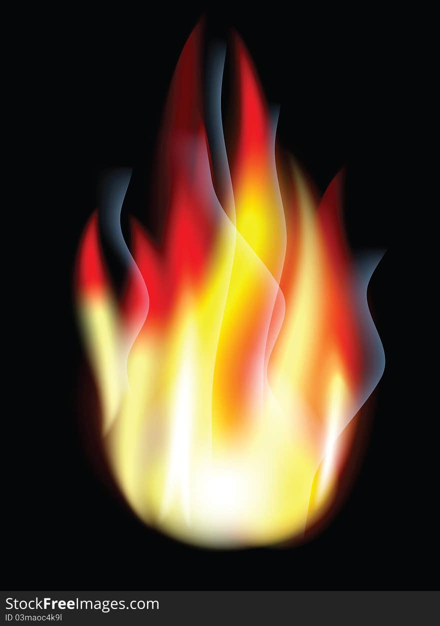 Fire on the black background.