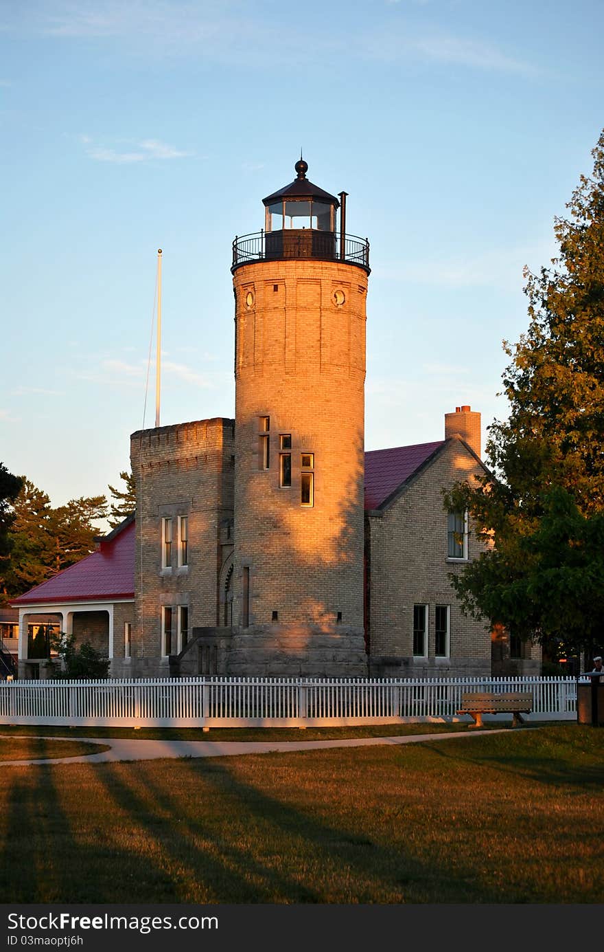 Old Mackinac Point Lighthouse located in Mackinaw City, Michigan