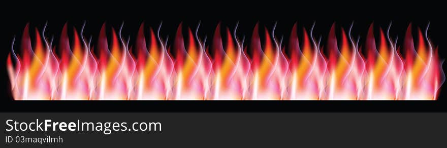 Fire on the black background,banner. Fire on the black background,banner.