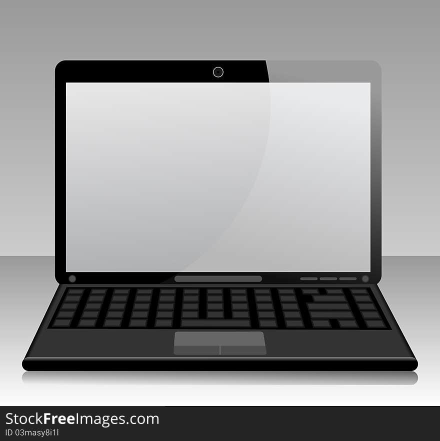The laptop with the chamber on a grey background. A illustration