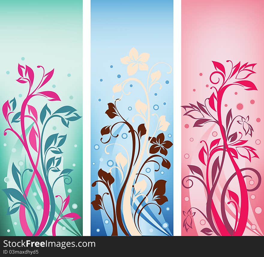 Collection of beautiful ornate color banners. Collection of beautiful ornate color banners