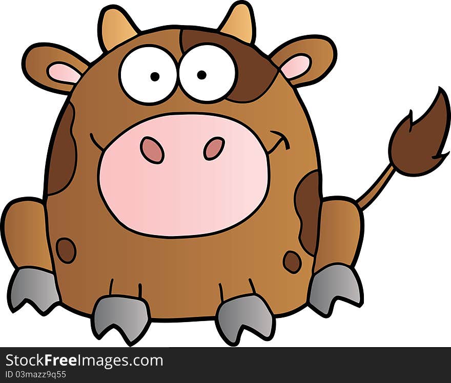 Cute brown cow cartoon mascot character