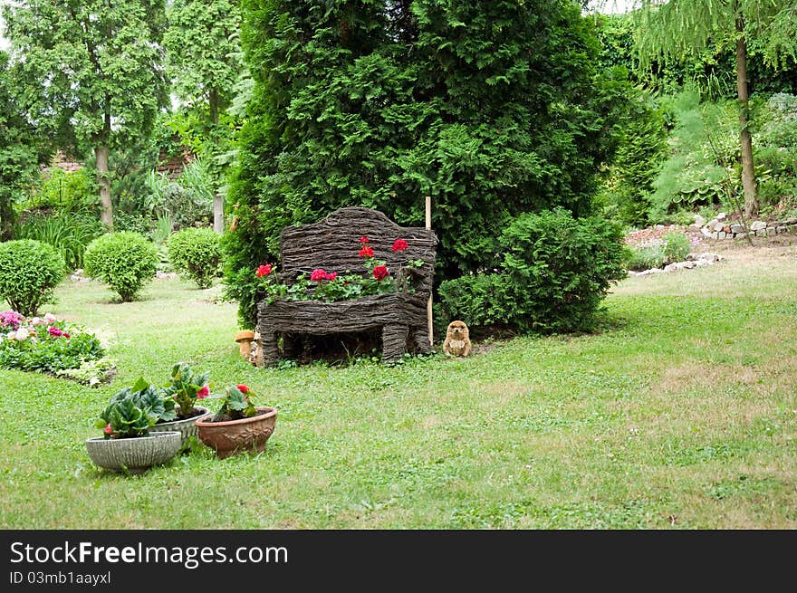 Beautiful garden with bench