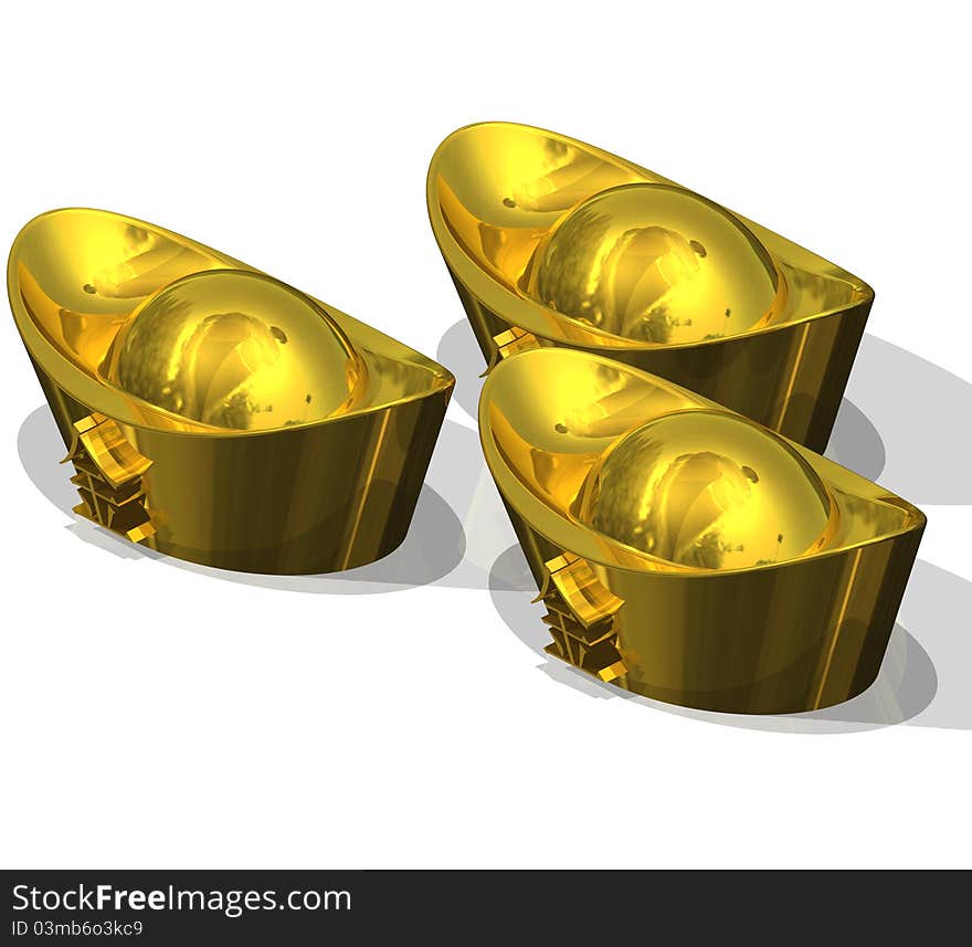 Three Chinese Gold Ingots