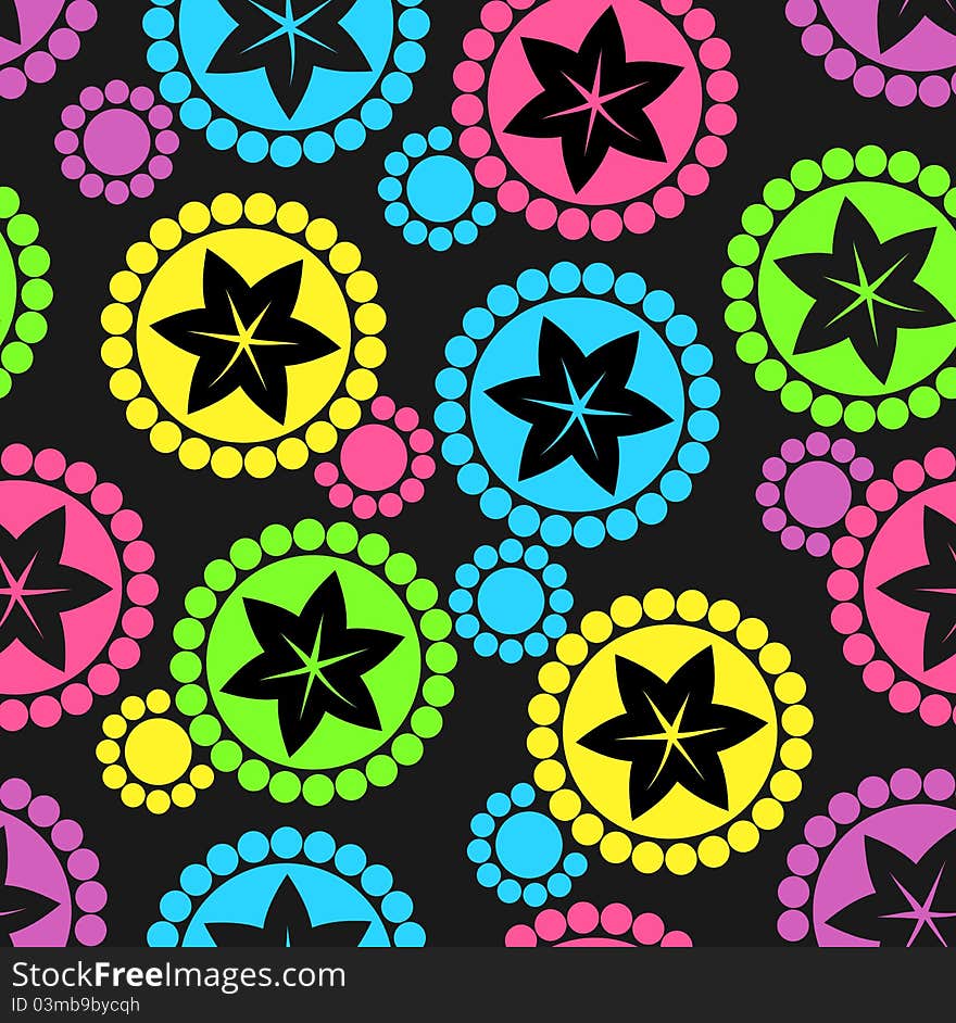 Colorful pattern with flowers and circles. Colorful pattern with flowers and circles