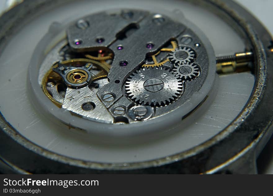 Mechanism of the old watch. Mechanism of the old watch