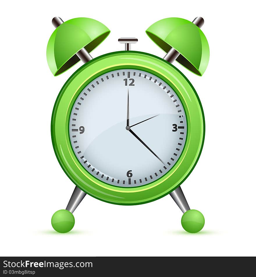 Illustration of alarm clock on white background