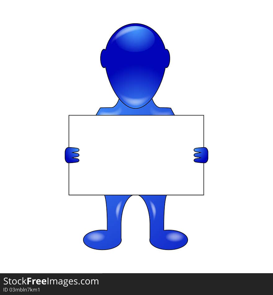 Blue icon with a sign on a white background