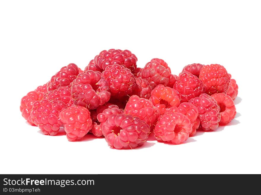 Fresh, juicy and healthy raspberries, red on white. Fresh, juicy and healthy raspberries, red on white