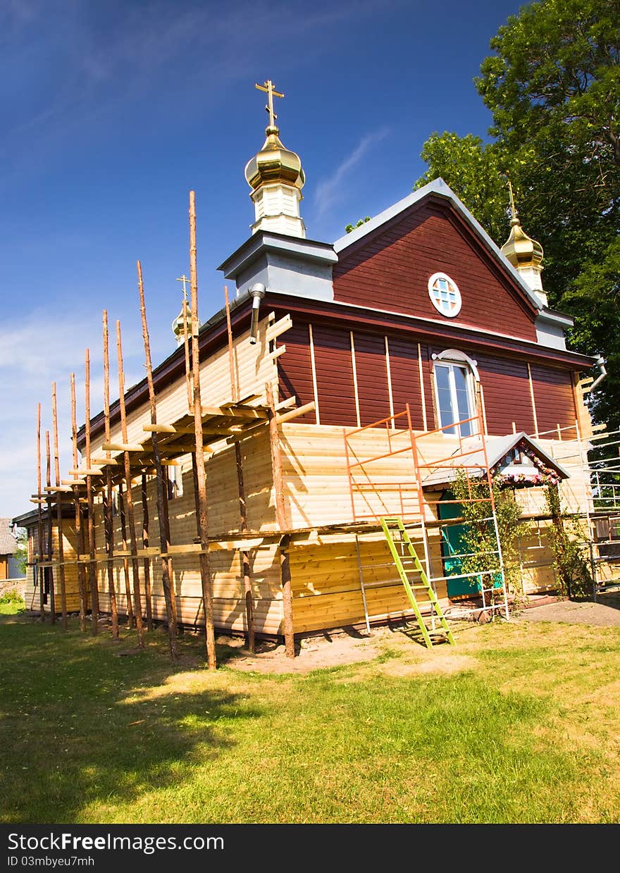 Restoration of orthodox wooden church of the St. Peter and Pavel located in village Traby, Belarus (1789). Restoration of orthodox wooden church of the St. Peter and Pavel located in village Traby, Belarus (1789)