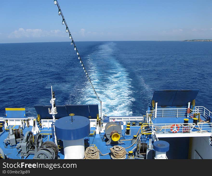 View from the ferry on way to Zakynthos island Greece