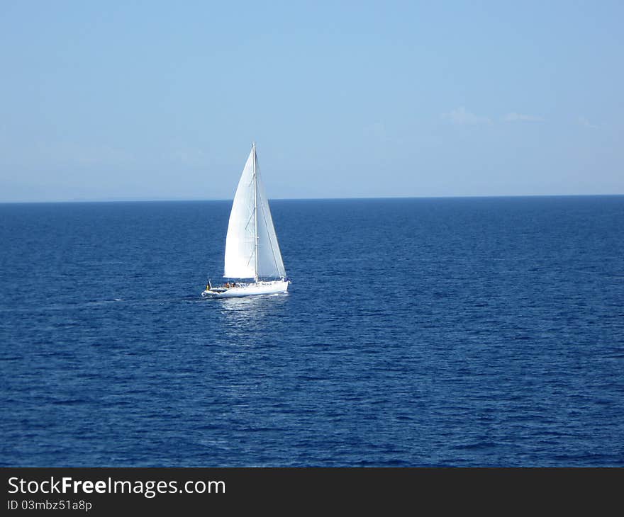 Lonely Boat On The Sea