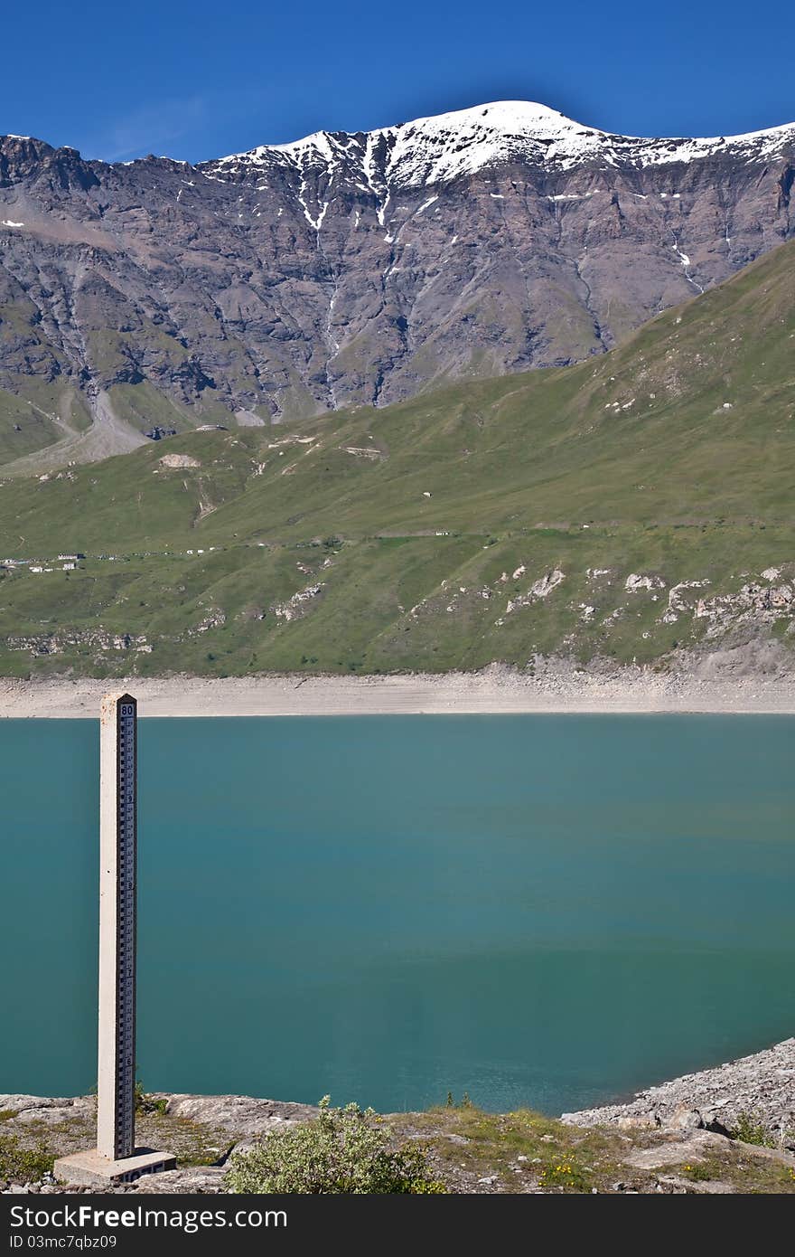 Moncenisio dam, Italy/France border. Meter used to measure the level of water. Moncenisio dam, Italy/France border. Meter used to measure the level of water.