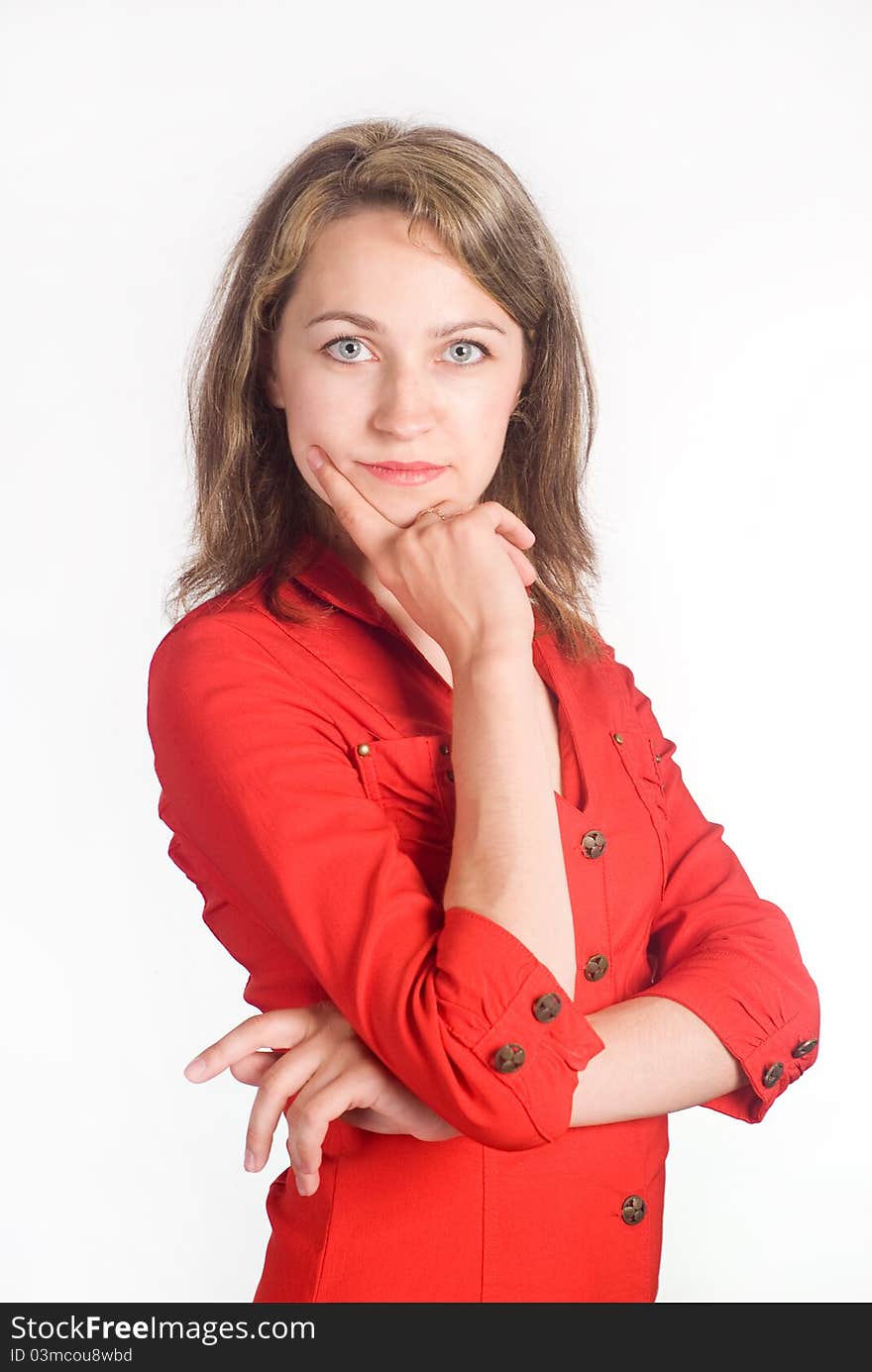 Portrait of a cute girl in red