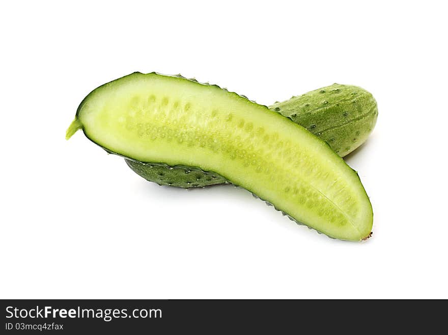 Cucumbers on white background close-up photo