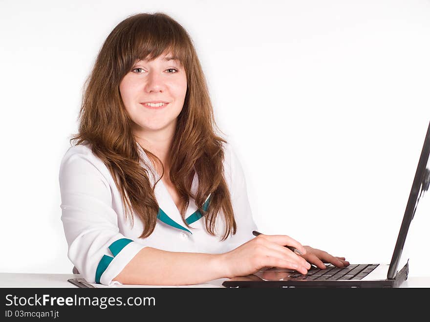 Portrait of a cute nurse on a white. Portrait of a cute nurse on a white