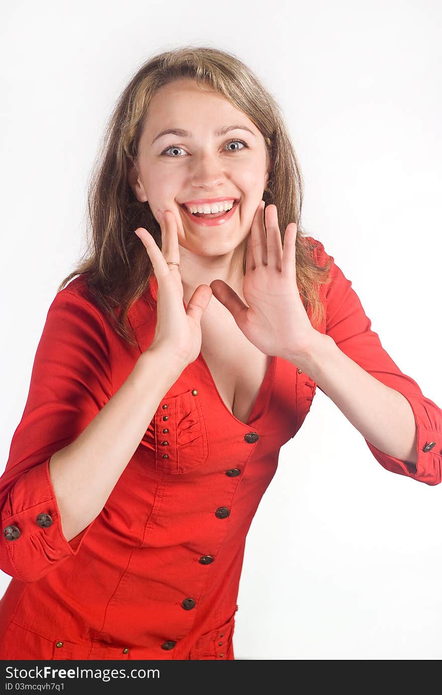 Portrait of a cute girl in red