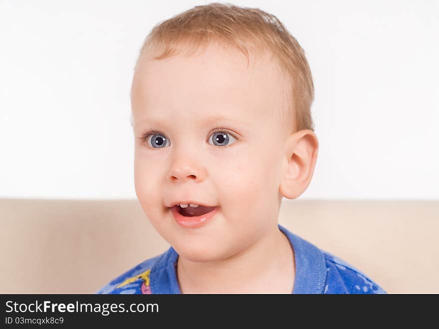 Portrait of a cute boy on white. Portrait of a cute boy on white