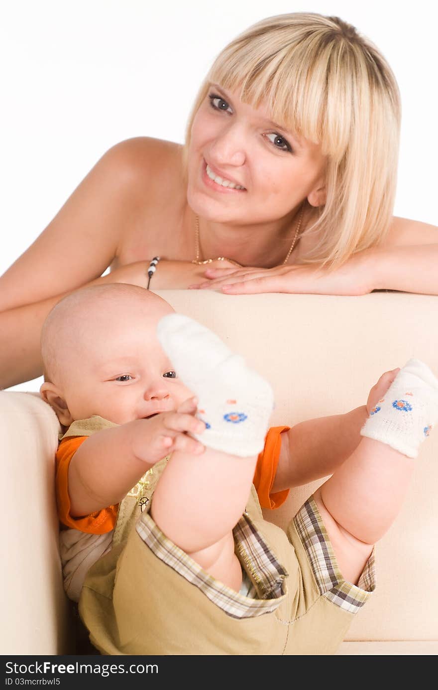 Mom And Son On Sofa