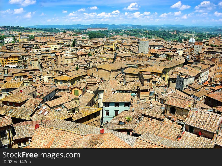 On the photo: Panorama of Siena, Italy