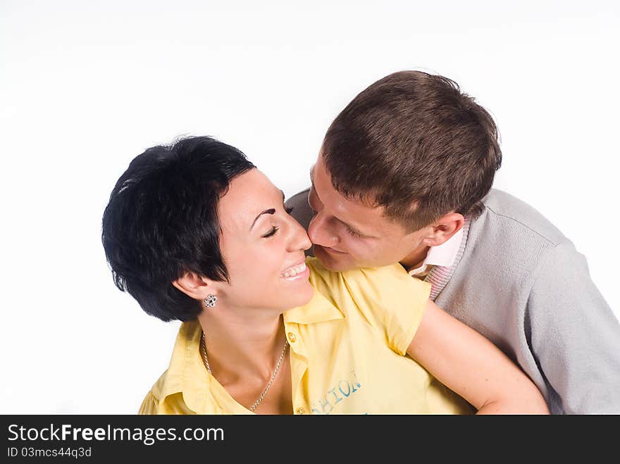 Nice couple standing on a white background. Nice couple standing on a white background