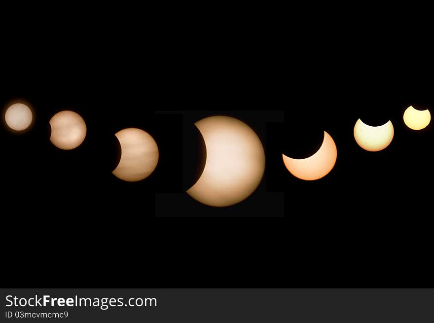 Stages of the lunar eclipse from January 04, 2011. Stages of the lunar eclipse from January 04, 2011.