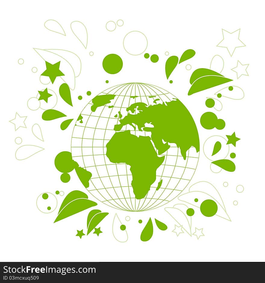 Abstract illustration of green Earth - concept of ecology