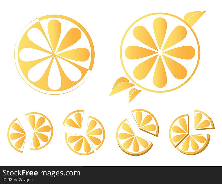 Set of orange icons isolated on white