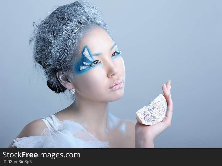 Portrait of woman with creative makeup. Portrait of woman with creative makeup