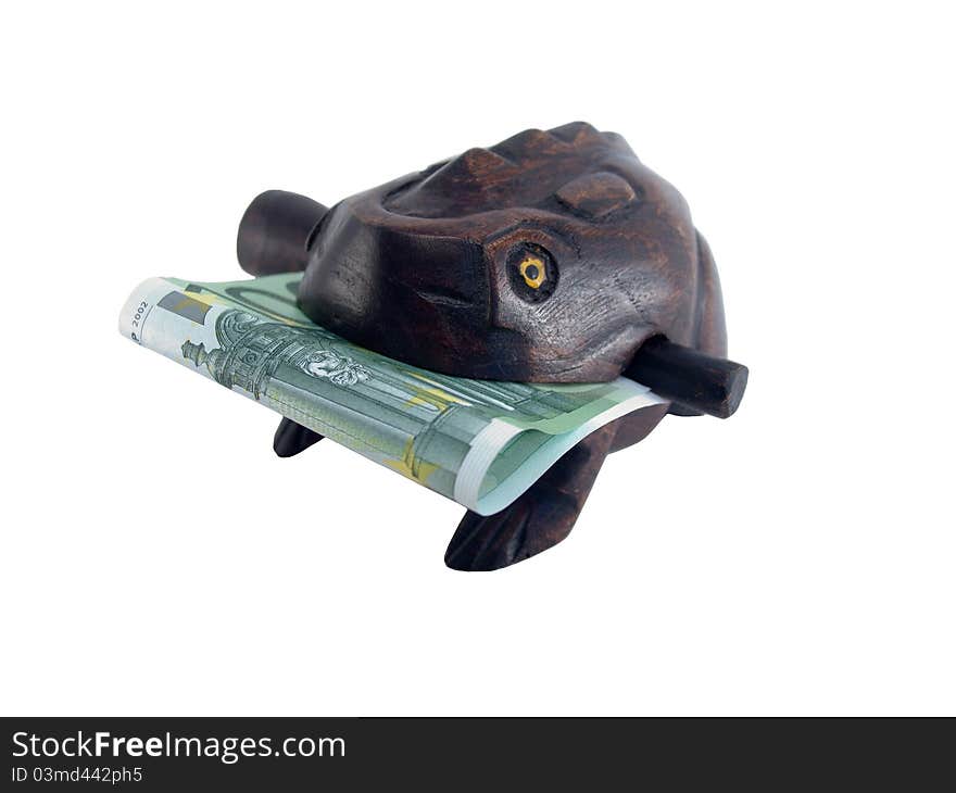 Souvenir singing  frog with banknotes