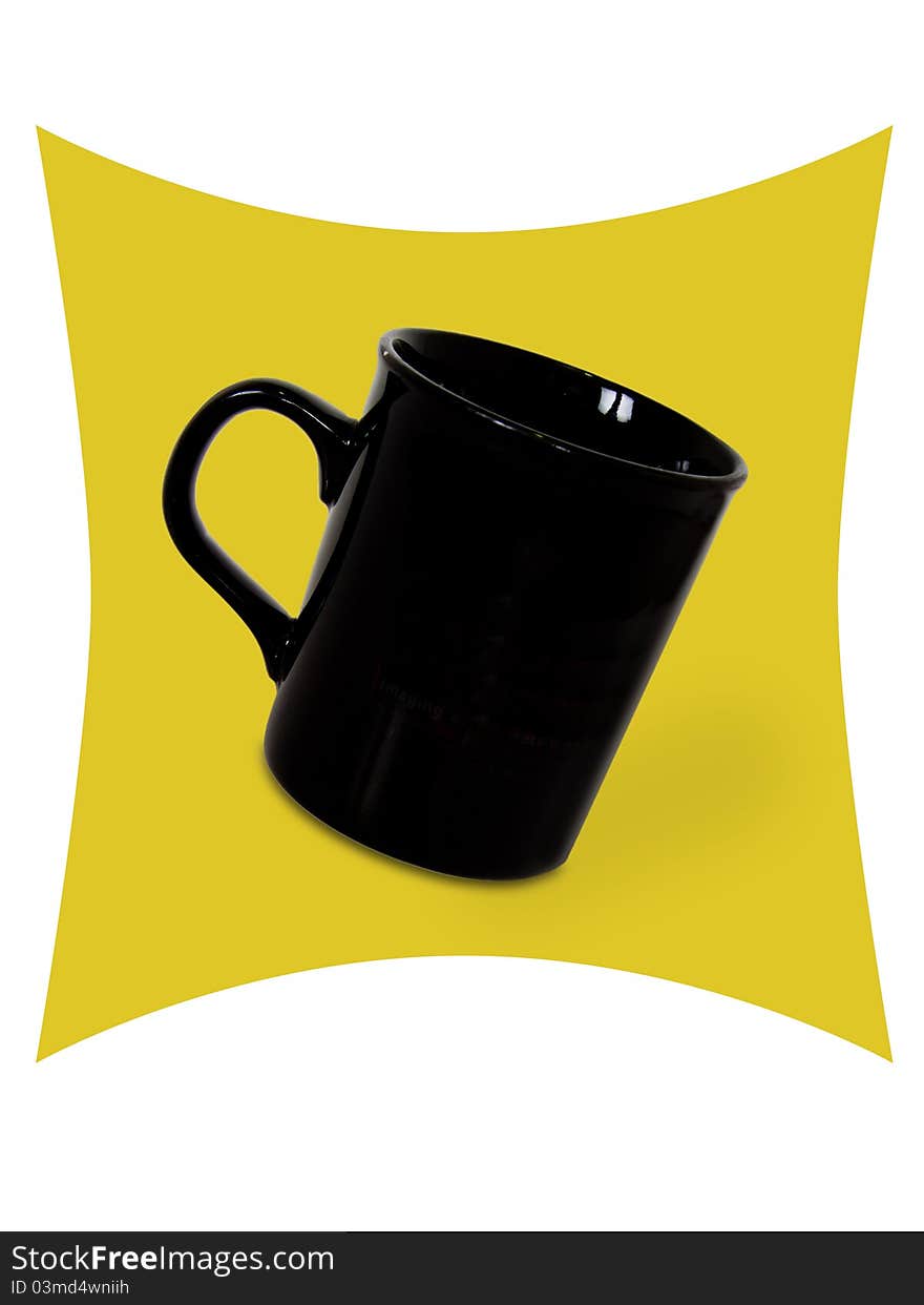 Black coffee cup with clipping path logo symbol