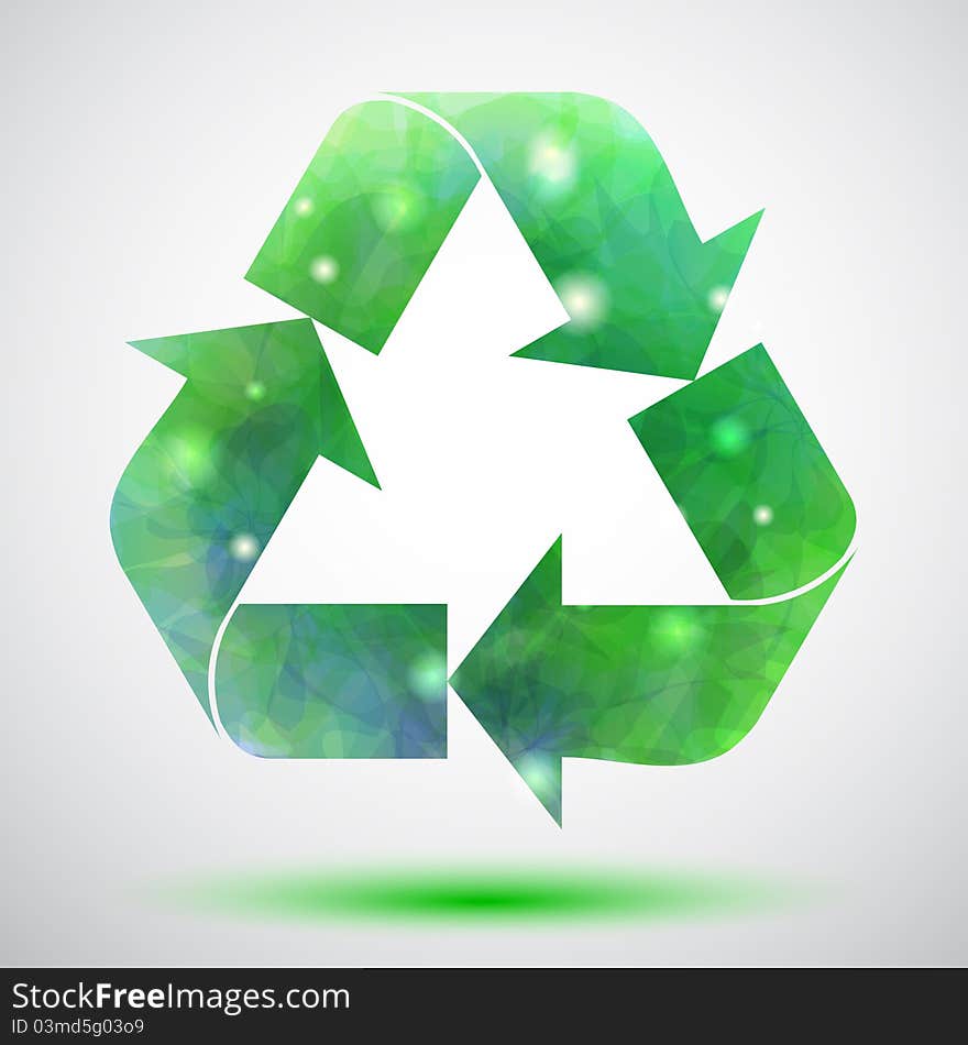 Recycling green symbol with lights. Recycling green symbol with lights