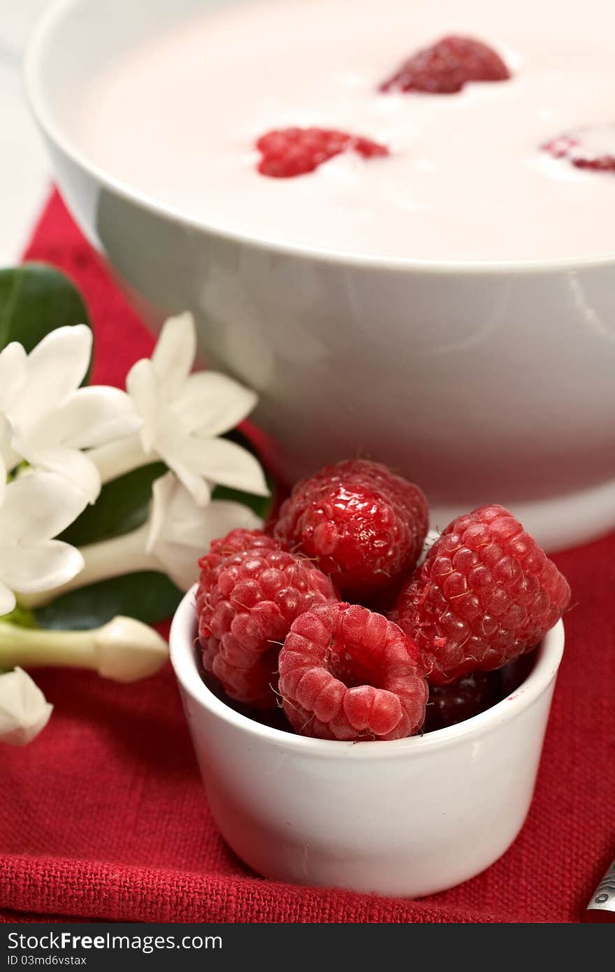 Raspberry with yogurt