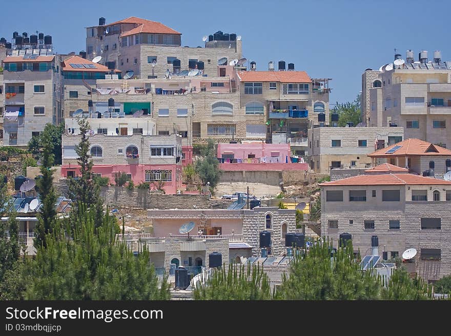 Typical Buildings In Arab Village Near Jerusalem