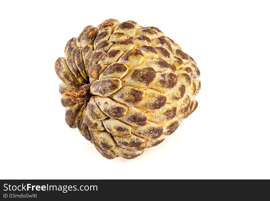 Tropical fruit called anon or custard apple isolated on white background