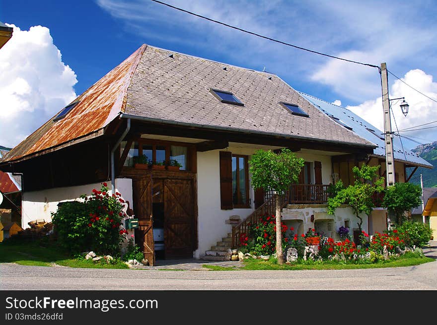 Typical rural house in the bauge park in french alps