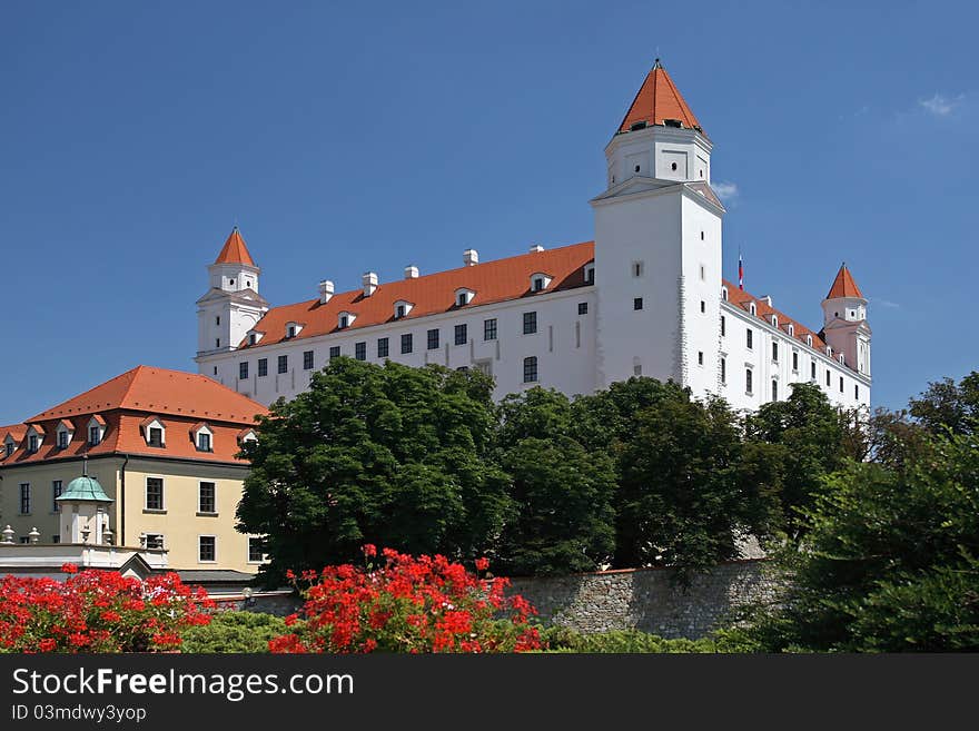 Bratislava castle - characteristic feature of panoramic view of the city.