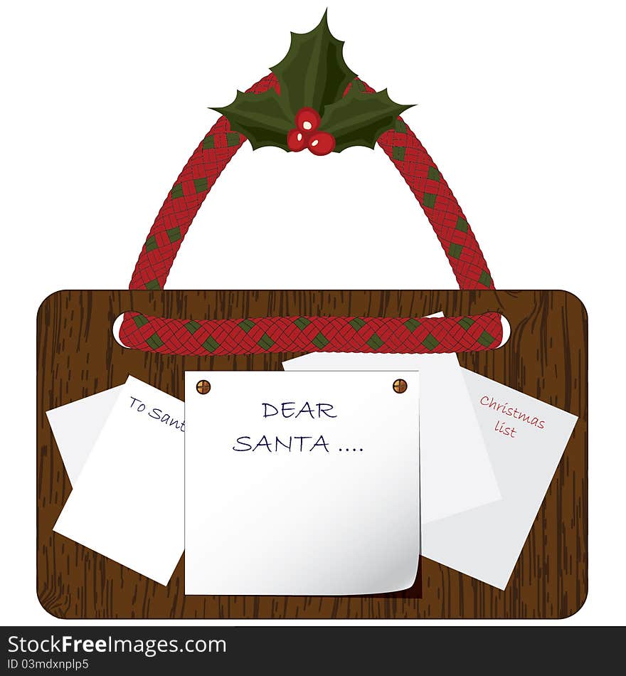 Christmas board. Letter to Dear Santa. Space for your text.