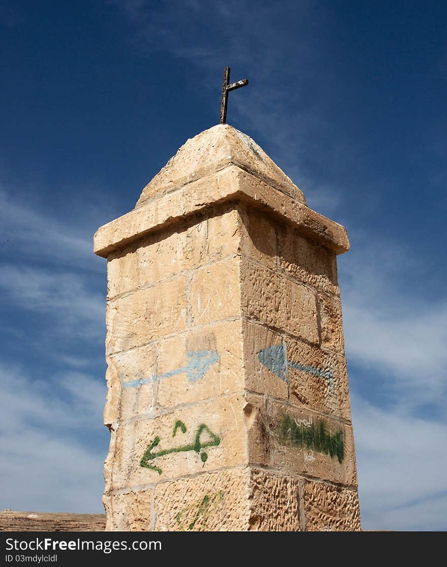 Travel at spring in judean desert for hermits caves and monk monastery