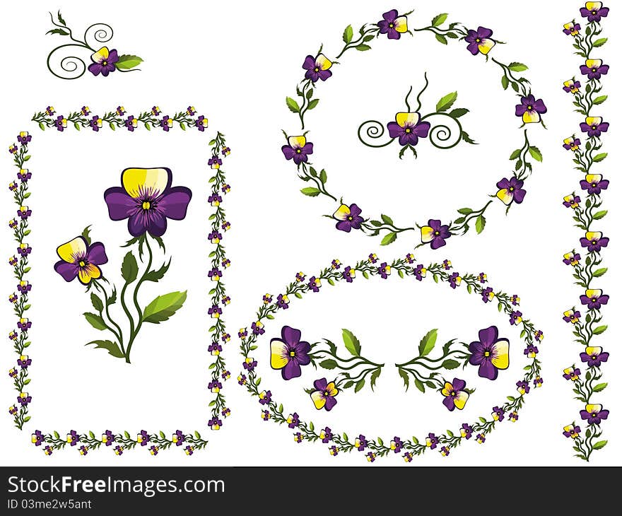 Cute backgrounds with pansies,isolated. Cute backgrounds with pansies,isolated.