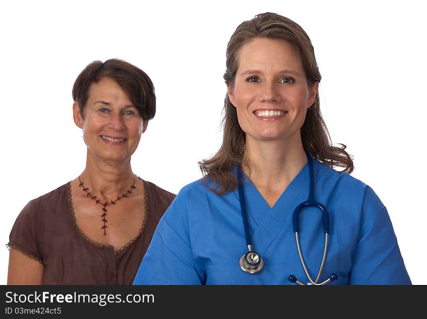 Young female doctor with senior patient