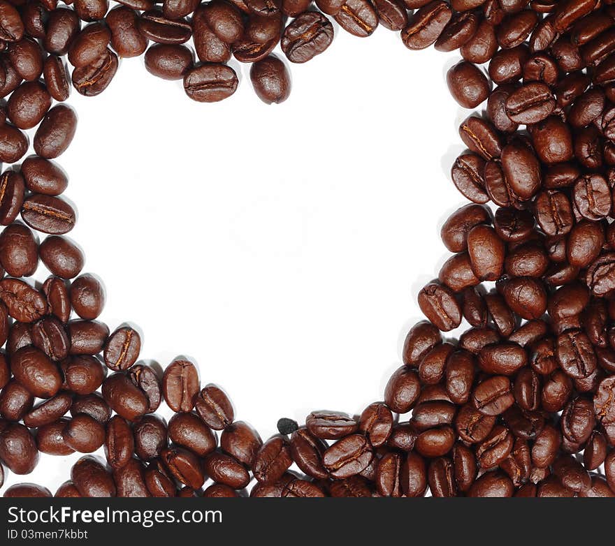 Brown coffee beans for background, with space for your text