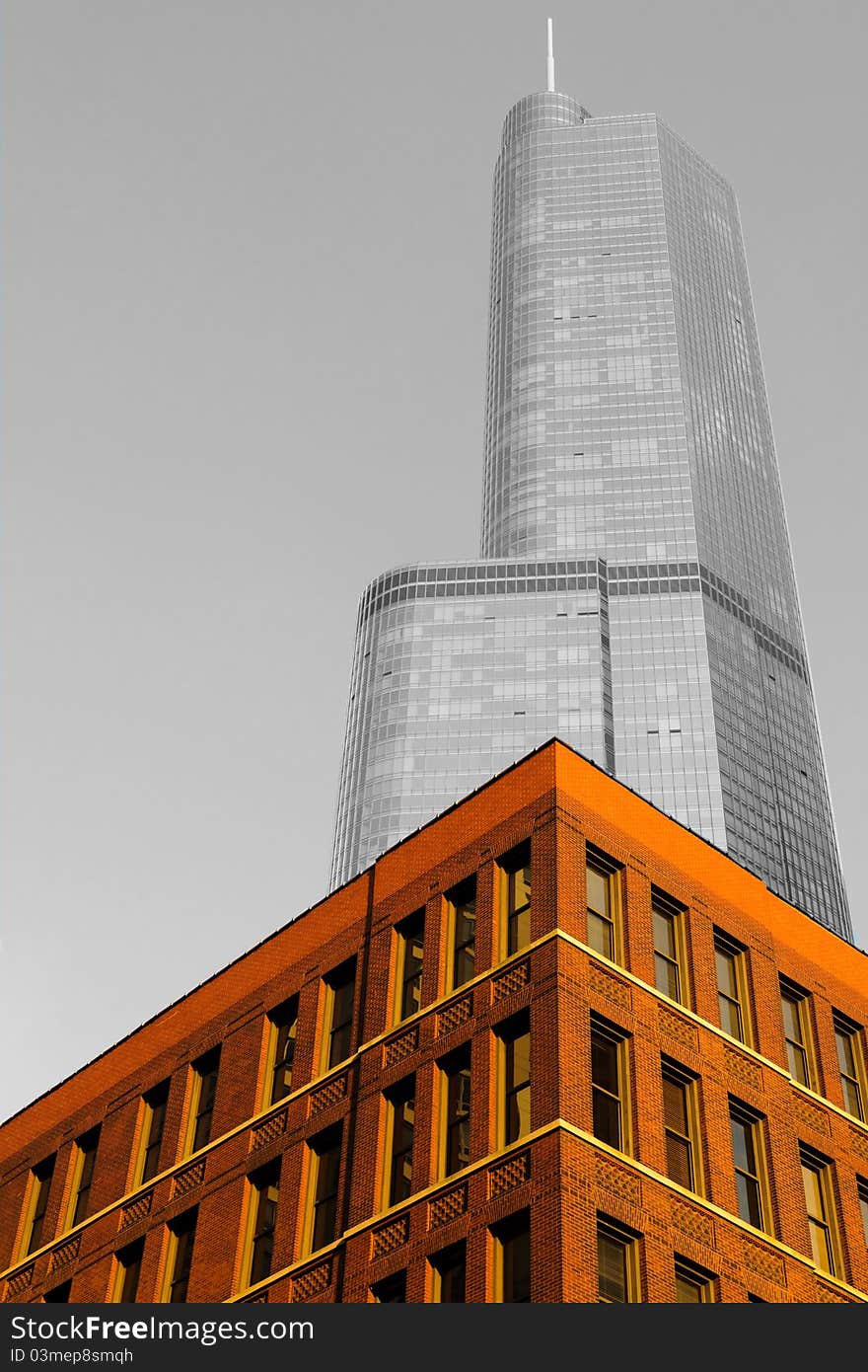 Old and new buildings details in Chicago. Old and new buildings details in Chicago