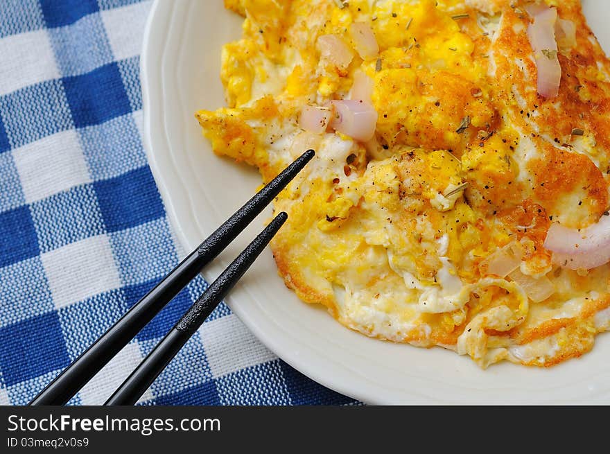 Asign style fried egg