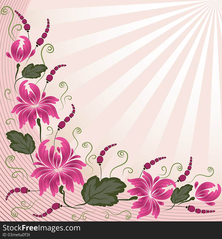 Rose flowers on a beige background - in the style of hand-painted. Floral design. Basic elements are grouped.