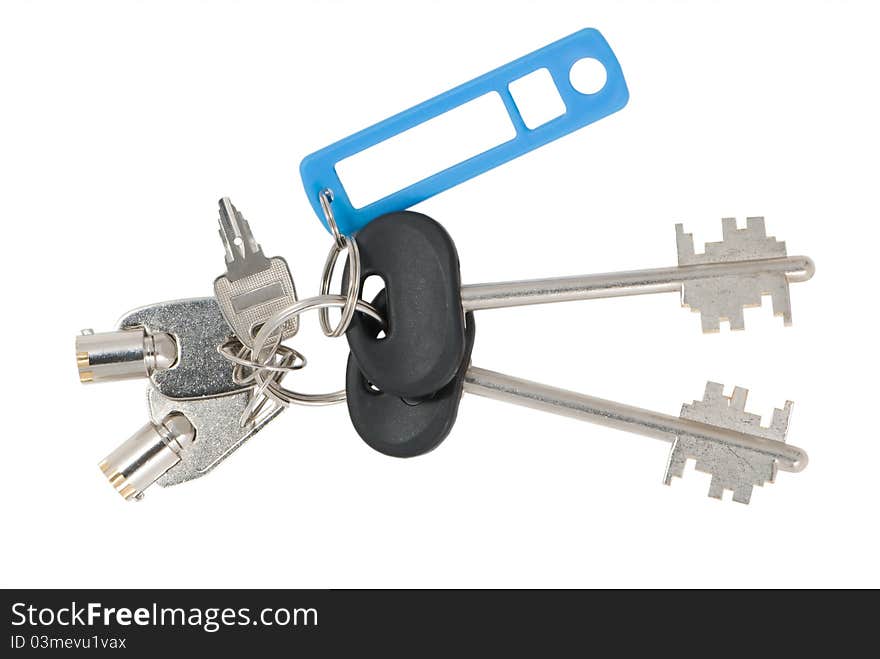 Blank tag and keys isolated on white background